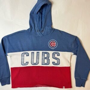 Chicago Cubs Women's MLB '47 Crop Hoodie Sz Small Red White And Blue